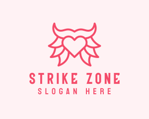 Pink Bull Heart  logo design