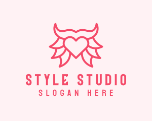 Pink Bull Heart  logo design