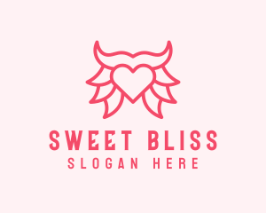 Pink Bull Heart  logo design