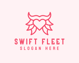 Pink Bull Heart  logo design