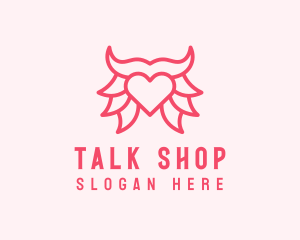 Pink Bull Heart  logo design