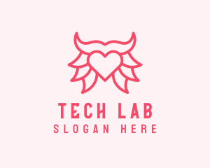 Pink Bull Heart  logo design