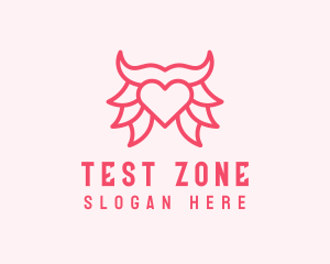 Pink Bull Heart  logo design