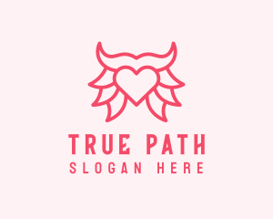 Pink Bull Heart  logo design