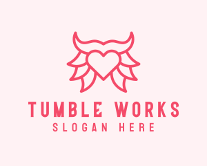 Pink Bull Heart  logo design