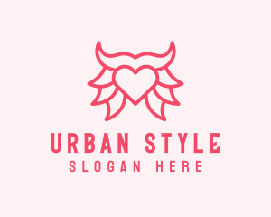 Pink Bull Heart  logo design