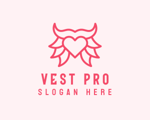 Pink Bull Heart  logo design