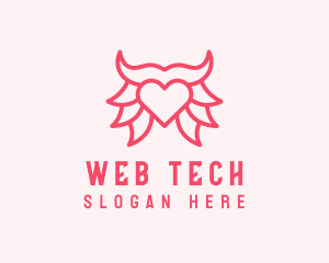 Pink Bull Heart  logo design