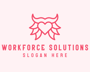 Pink Bull Heart  logo design