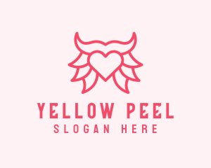 Pink Bull Heart  logo design