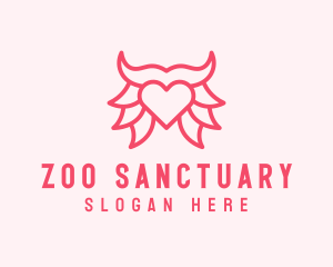 Pink Bull Heart  logo design