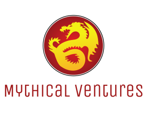 Mythology Golden Dragon logo design