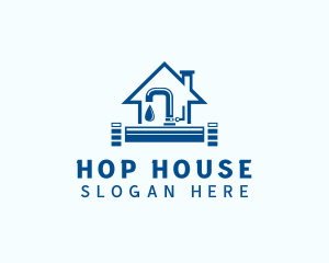 House Pipe Faucet Plumbing  logo design