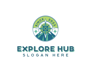 Mountain Exploration Compass logo design