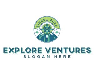 Mountain Exploration Compass logo design