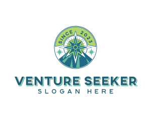 Mountain Exploration Compass logo design