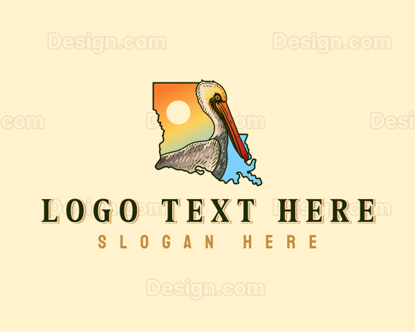 Louisiana Pelican Bird Logo