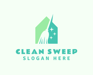 Green Broomstick Cleaning logo design