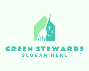 Green Broomstick Cleaning logo design