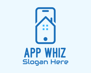 Blue Mobile Phone Home App logo design