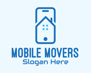 Blue Mobile Phone Home App logo design