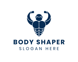 Blue Muscular Bodybuilder logo design