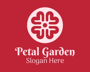 Heart Flower Petals  logo design