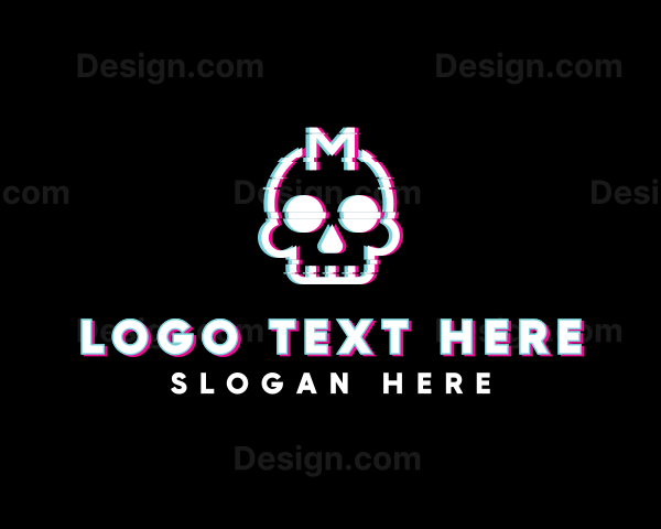 Glitch Skull Letter M Logo