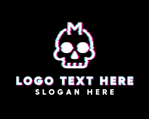 Gaming - Glitch Skull Letter M logo design