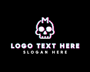 Glitch Skull Letter M logo