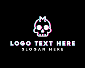 Glitch Skull Letter M Logo