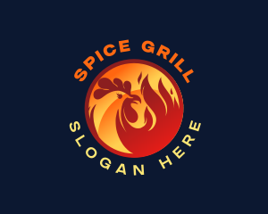 BBQ Hot Roast Chicken logo design