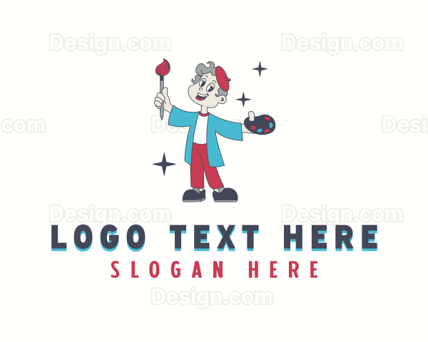 Cartoon Painter Artist Logo