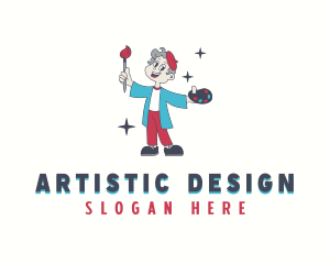 Cartoon Painter Artist logo design