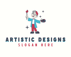 Cartoon Painter Artist logo design