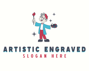 Cartoon Painter Artist logo design