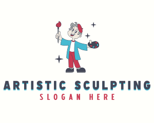 Cartoon Painter Artist logo design