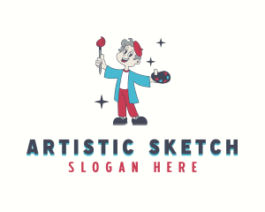 Cartoon Painter Artist logo design