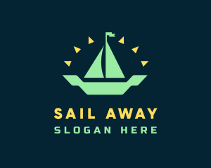 Sailing Sun Boat  logo design