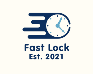 Blue Fast Clock logo design