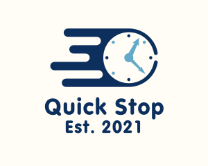 Blue Fast Clock logo design