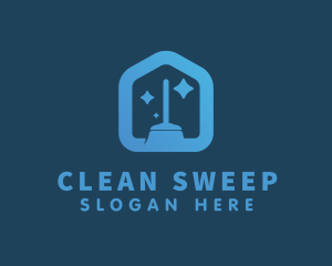 House Broom Cleaner logo design