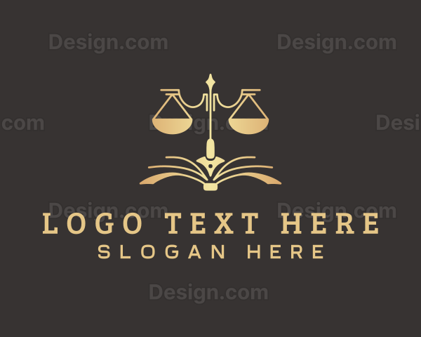 Justice Scale Pen Writing Logo