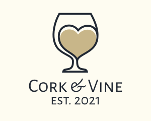 Heart Wine Glasses logo design