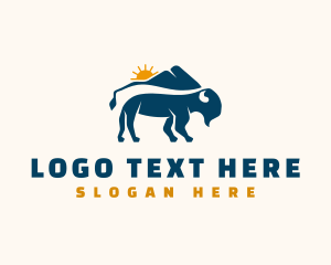 Mountain - Wild Bison Buffalo logo design