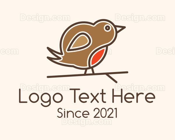 Perched Wren Bird Logo