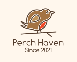 Perched Wren Bird logo design