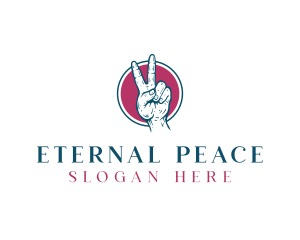 Hand Peace Sign logo design