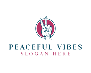 Hand Peace Sign logo design