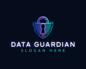 Shield Padlock Technology logo design